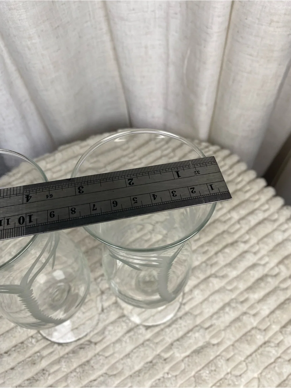 Rolf Glass Etched Palm Tree Hurricane Cocktail Glasses - Pair of 2
